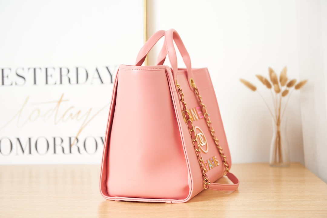 Chanel A66941 Large Shopping Bag Calfskin Coral Pink