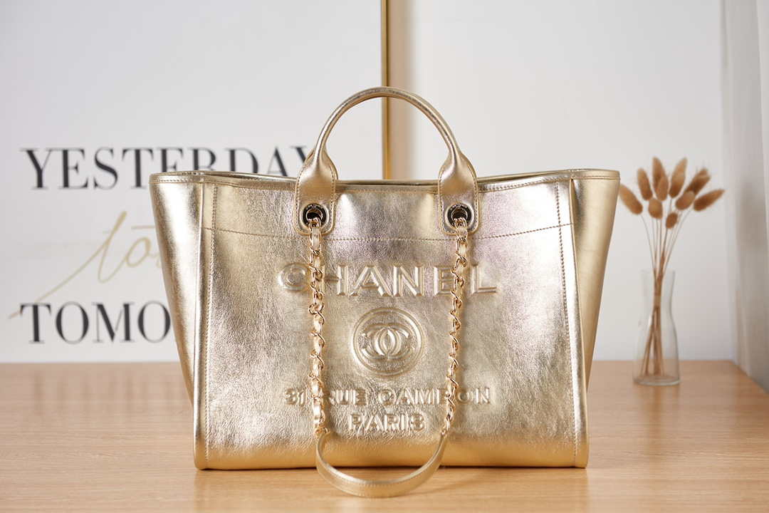 Chanel A66941 Large Shopping Bag Calfskin Gold - Default Title - View 1