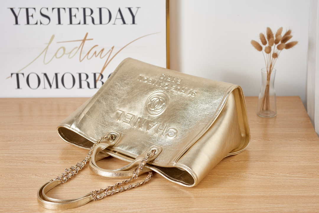 Chanel A66941 Large Shopping Bag Calfskin Gold - Default Title - View 5