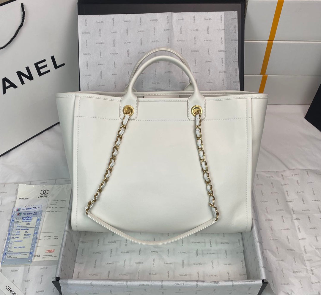 Chanel A66941 Large Shopping Tote Bag Calfskin White - Default Title - View 2