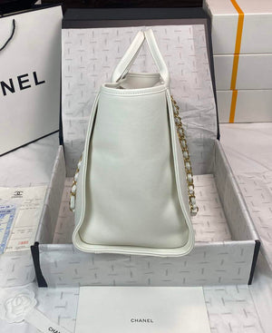 Chanel A66941 Large Shopping Tote Bag Calfskin White - Default Title - View 3