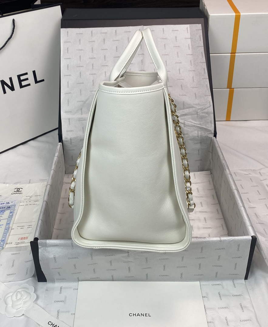 Chanel A66941 Large Shopping Tote Bag Calfskin White