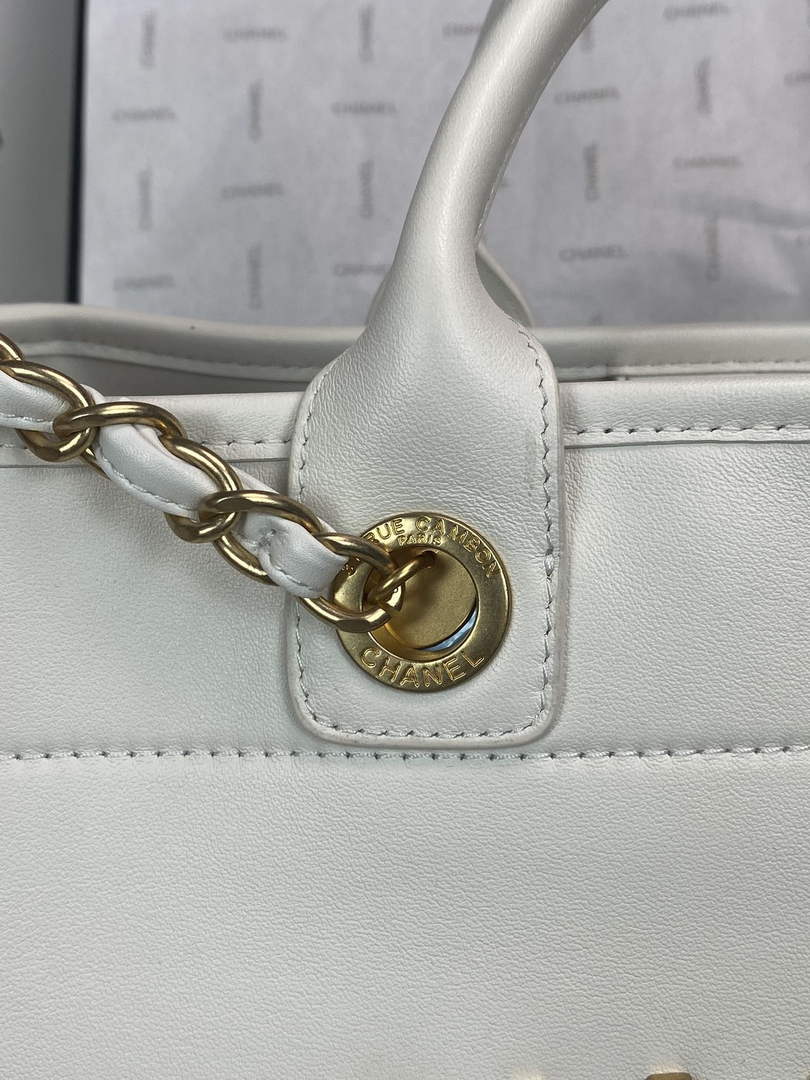 Chanel A66941 Large Shopping Tote Bag Calfskin White