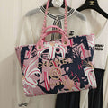 Chanel A66941 Medium Tote Printed Velvet Wooden Pearls & Gold-Tone Metal Pink & Multicolour - Default Title - View 1