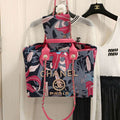 Chanel A66941 Large Tote Printed Velvet Wooden Pearls & Gold-Tone Metal Red & Multicolour - Default Title - View 1