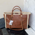 Chanel A66941 Large TOTE Shearling Lambskin & Gold-Tone Metal Brown & Beige - Default Title - View 1