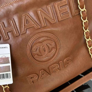 Chanel A66941 Large TOTE Shearling Lambskin & Gold-Tone Metal Brown & Beige - Default Title - View 6