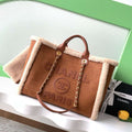 Chanel A66941 Large TOTE Shearling Suede & Gold-Tone Metal Brown - Default Title - View 1