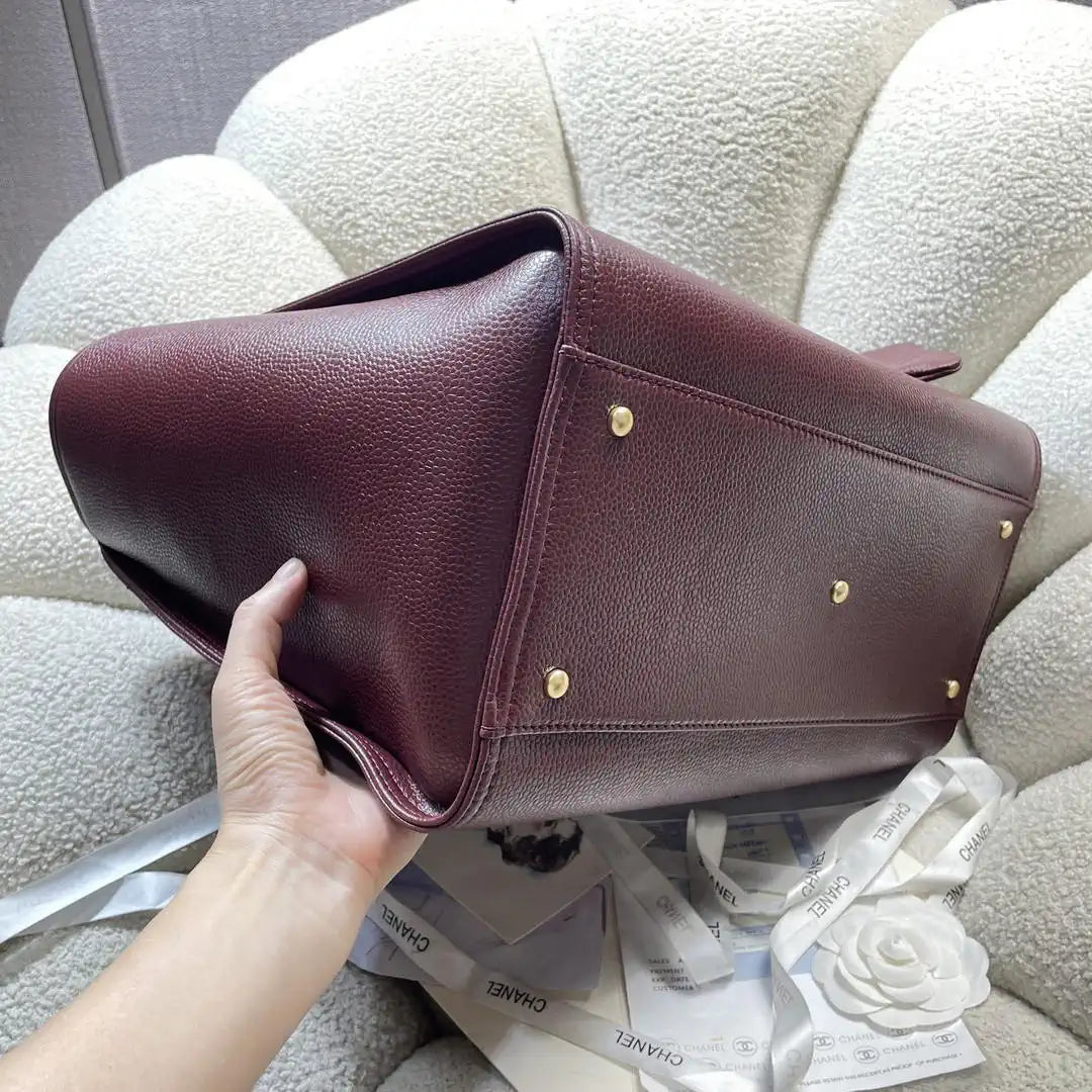 Chanel A66941 Large Tote Shopping Bag Caviar Calfskin Wine red
