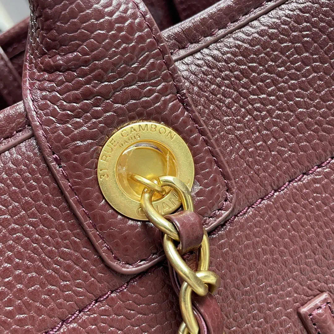 Chanel A66941 Large Tote Shopping Bag Caviar Calfskin Wine red