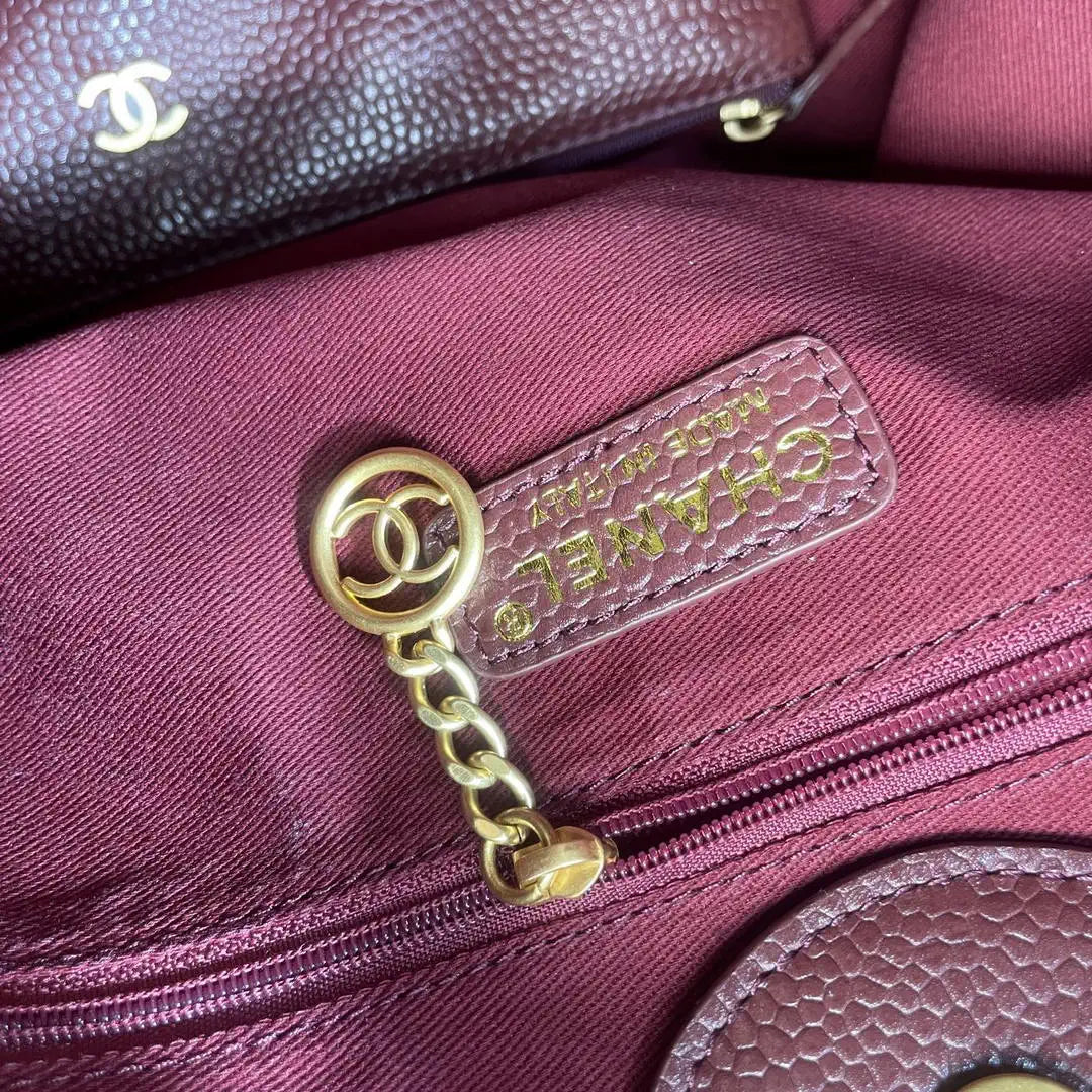 Chanel A66941 Large Tote Shopping Bag Caviar Calfskin Wine red