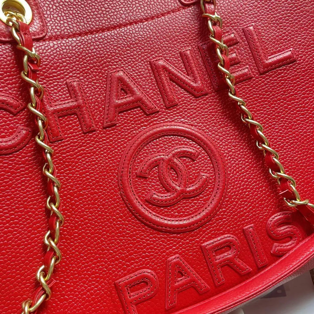 Chanel A66941 Large Tote Shopping Bag Caviar Calfskin Red