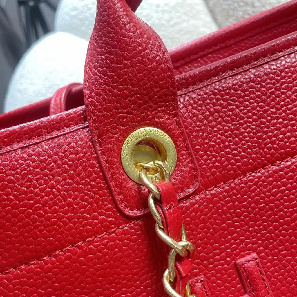 Chanel A66941 Large Tote Shopping Bag Caviar Calfskin Red