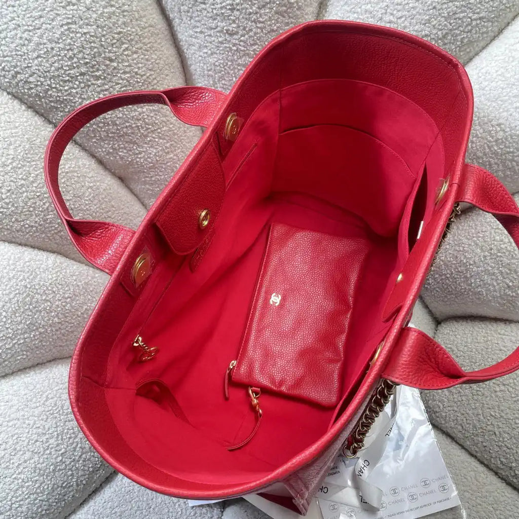 Chanel A66941 Large Tote Shopping Bag Caviar Calfskin Red