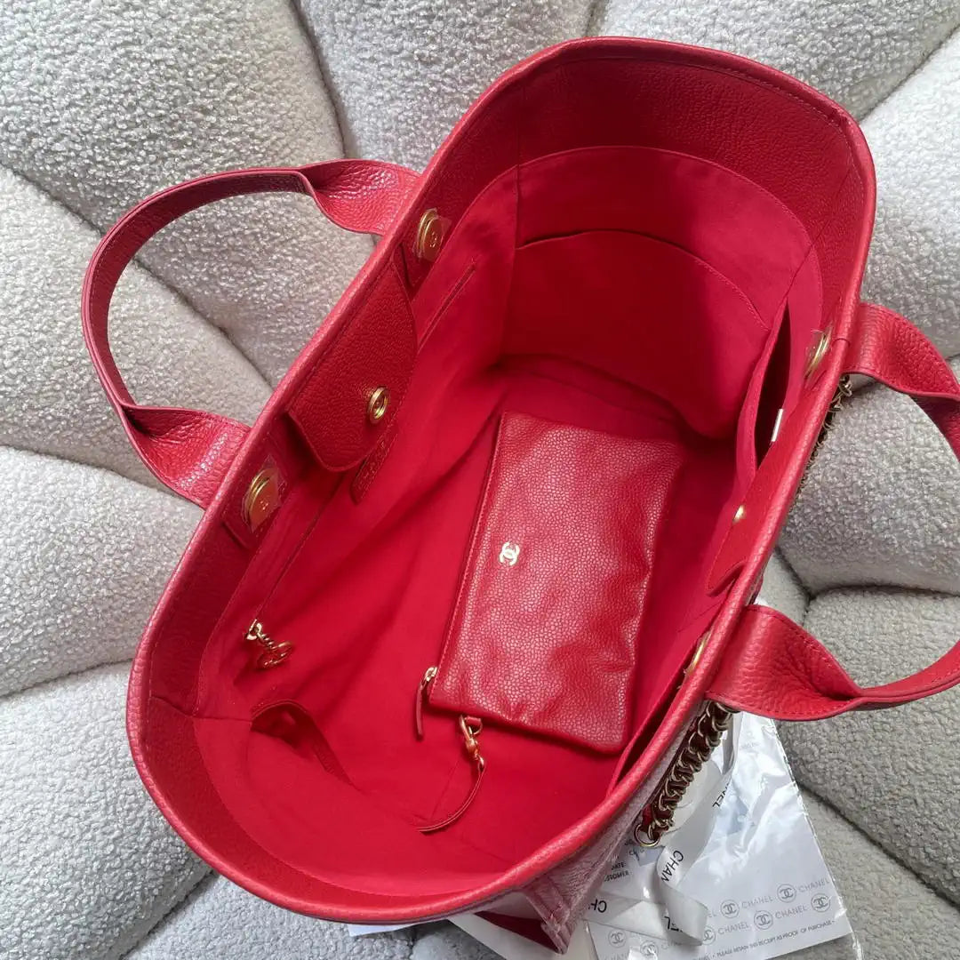 Chanel A66941 Large Tote Shopping Bag Caviar Calfskin Red