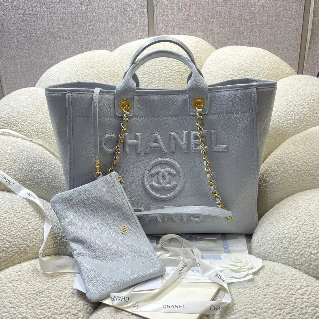 Chanel A66941 Large Tote Shopping Bag Caviar Calfskin Gray