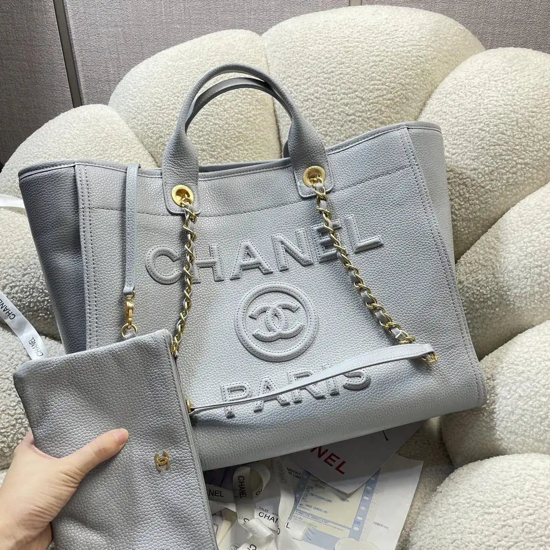 Chanel A66941 Large Tote Shopping Bag Caviar Calfskin Gray