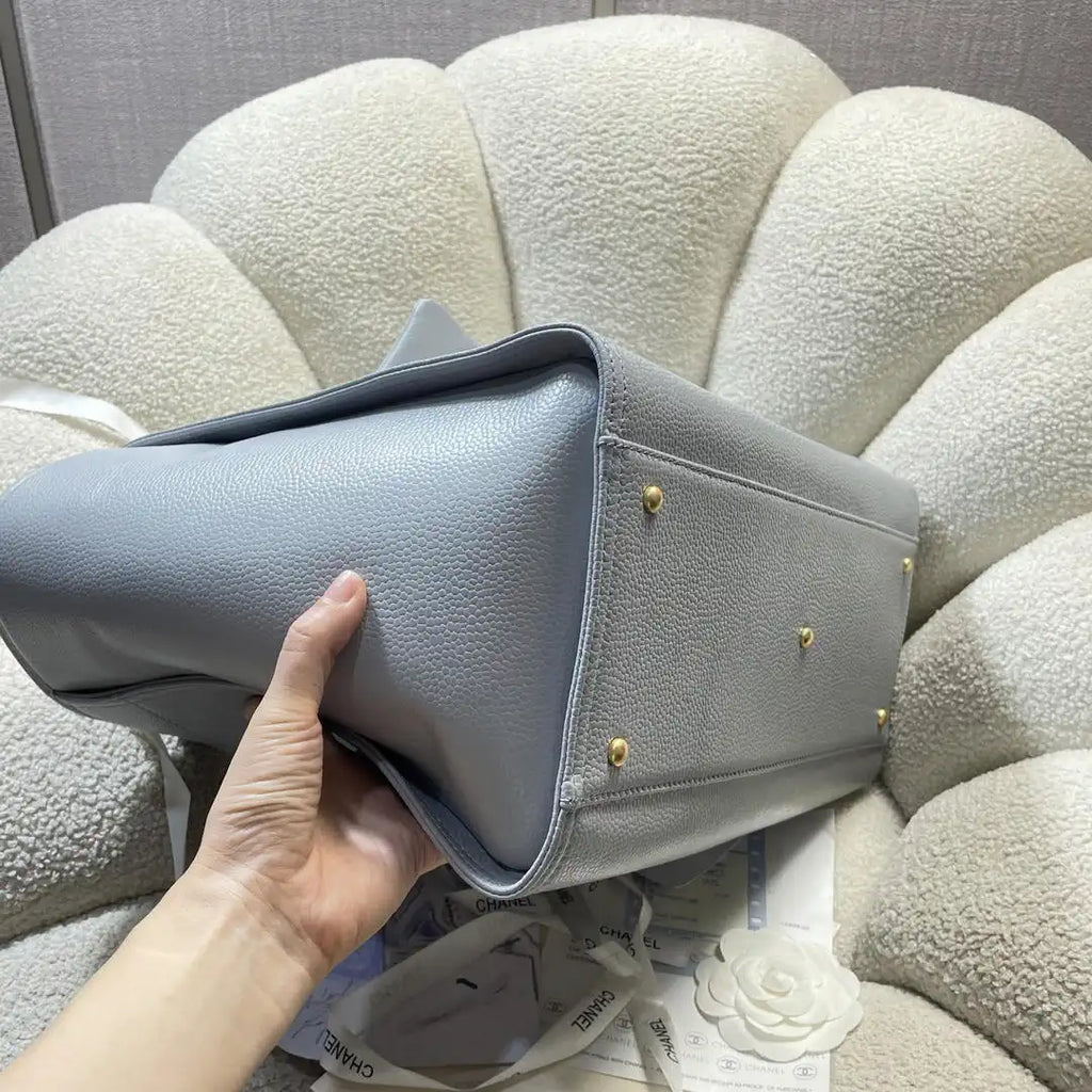 Chanel A66941 Large Tote Shopping Bag Caviar Calfskin Gray