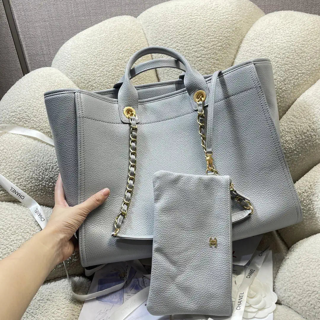 Chanel A66941 Large Tote Shopping Bag Caviar Calfskin Gray