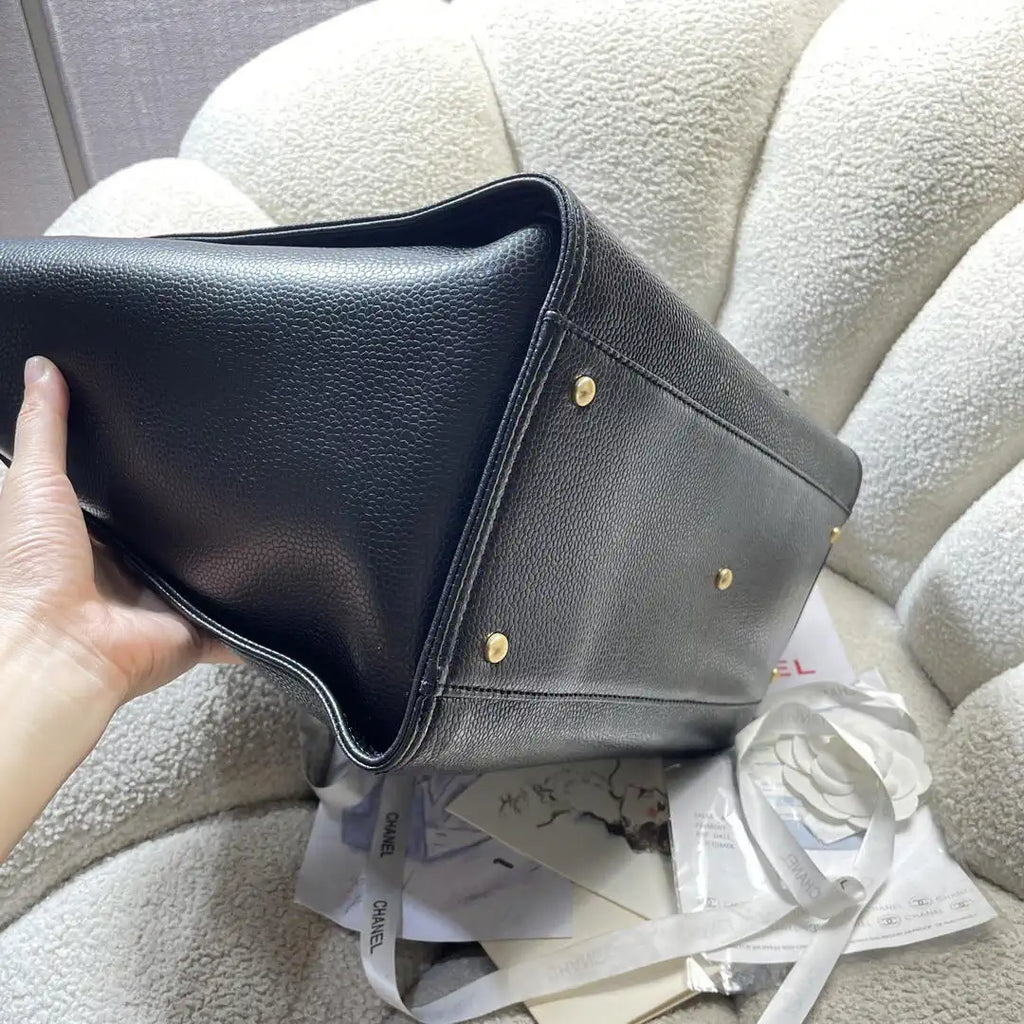 Chanel A66941 Large Tote Shopping Bag Caviar Calfskin Black