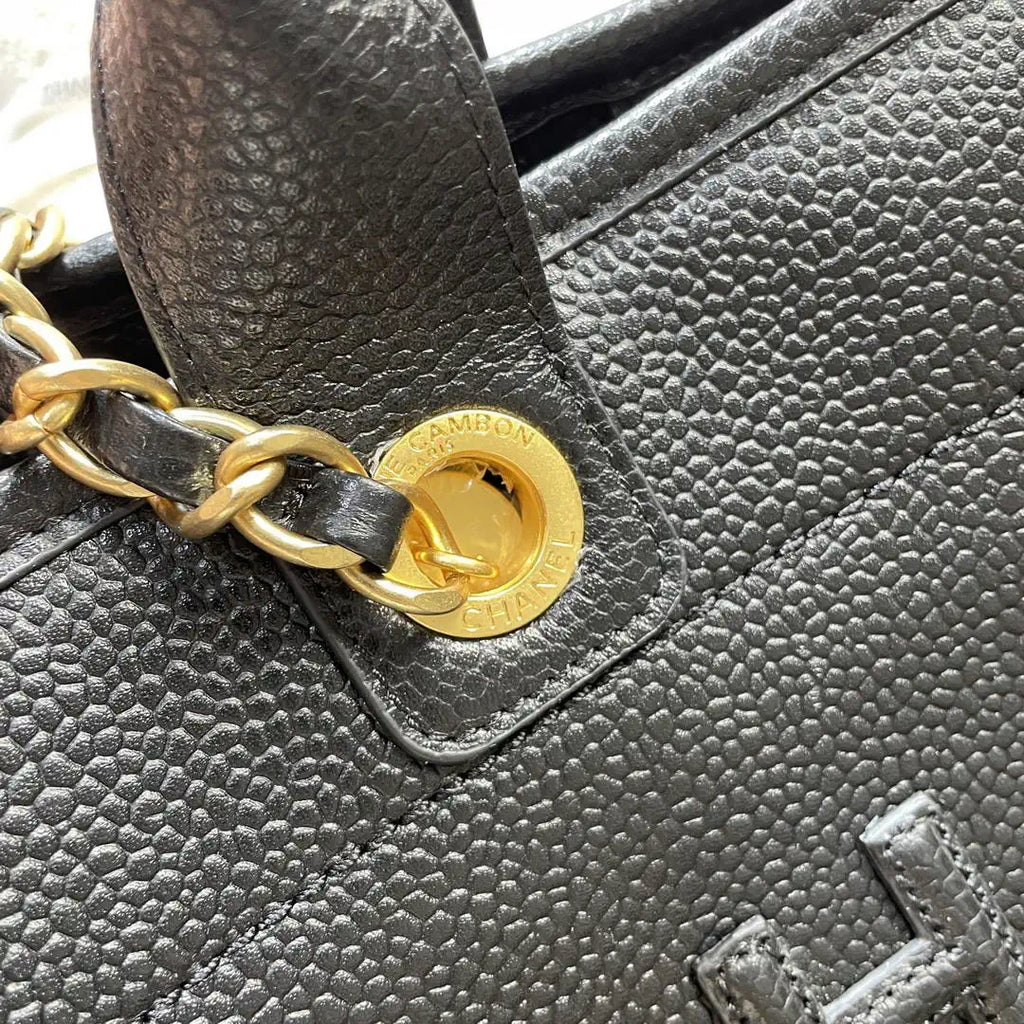Chanel A66941 Large Tote Shopping Bag Caviar Calfskin Black