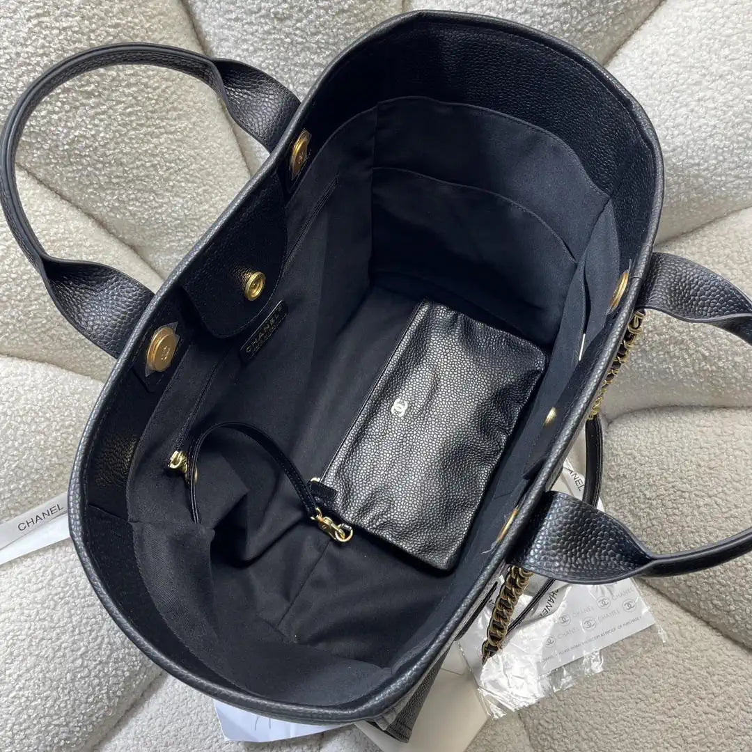Chanel A66941 Large Tote Shopping Bag Caviar Calfskin Black