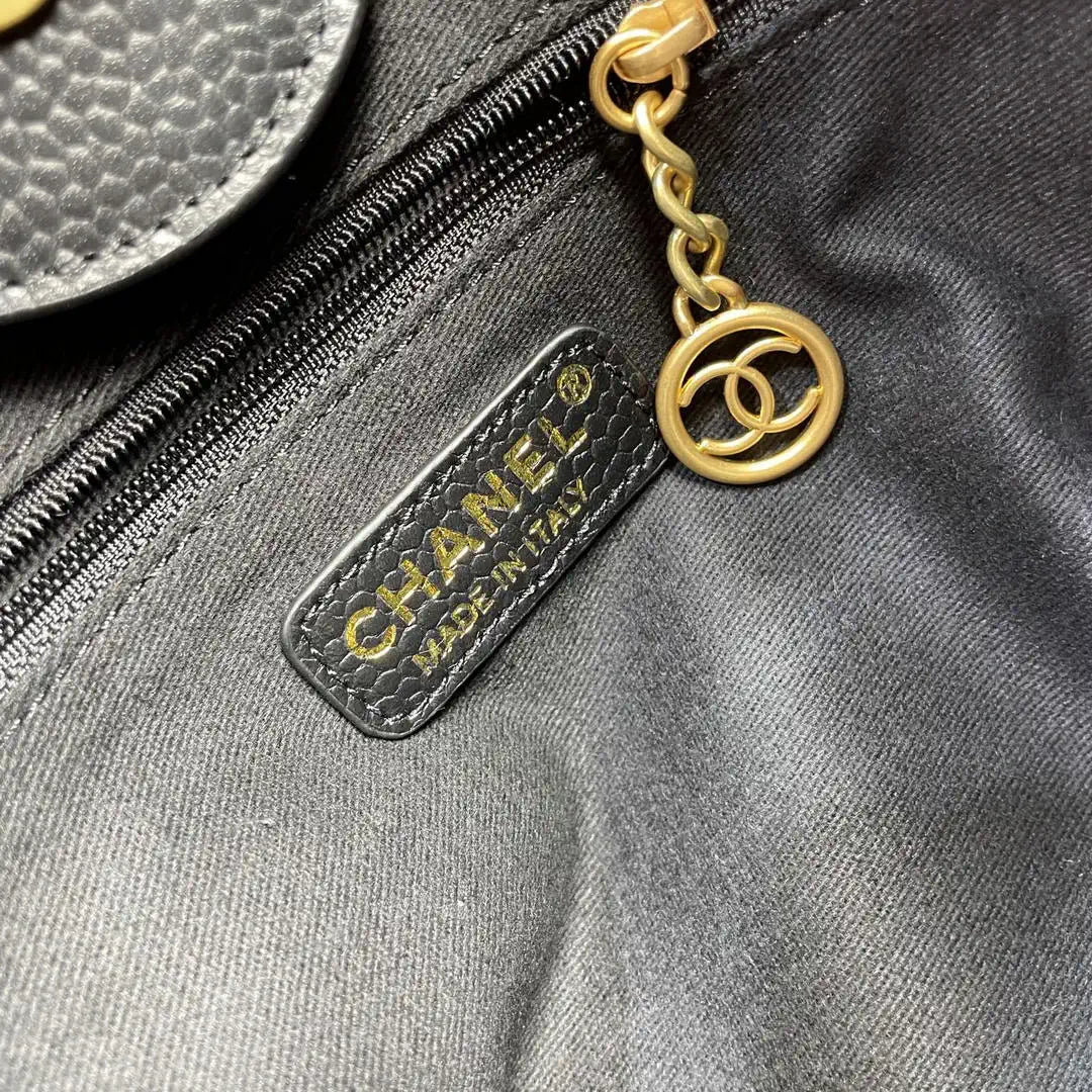 Chanel A66941 Large Tote Shopping Bag Caviar Calfskin Black