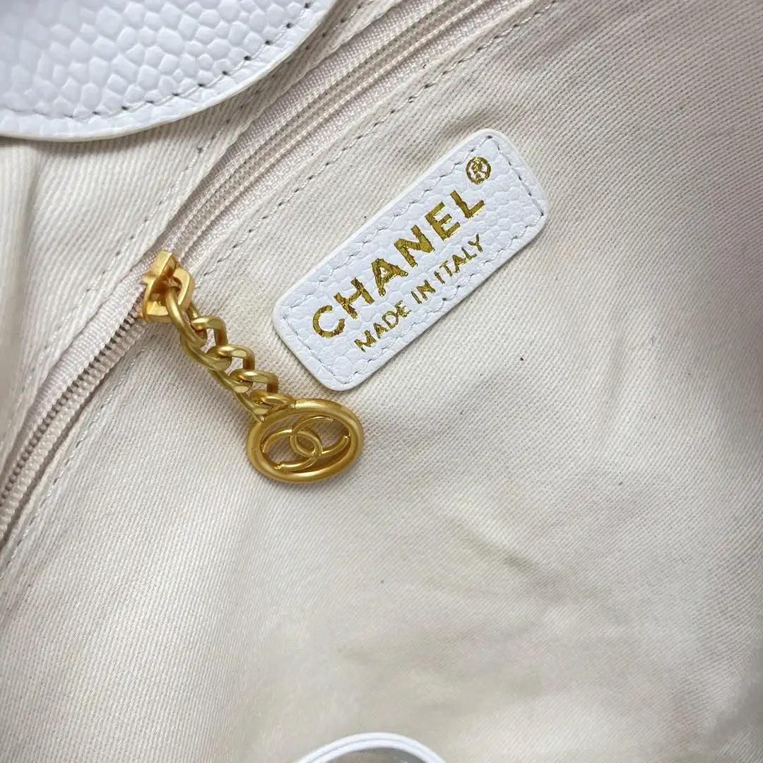 Chanel A66941 Large Tote Shopping Bag Caviar Calfskin White