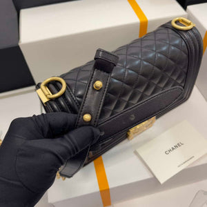 Chanel A67086 Boy Handbag Black Lambskin Leather Gold - Default Title - View 3