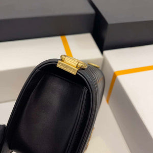 Chanel A67086 Boy Handbag Black Lambskin Leather Gold - Default Title - View 7