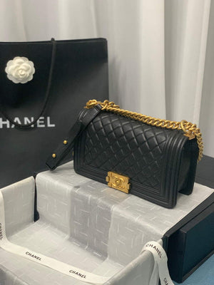 Chanel A67086 Boy Handbag Black Leather Gold - Default Title - View 9