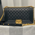 Chanel A67086 Boy Handbag Black Leather Gold - Default Title - View 1