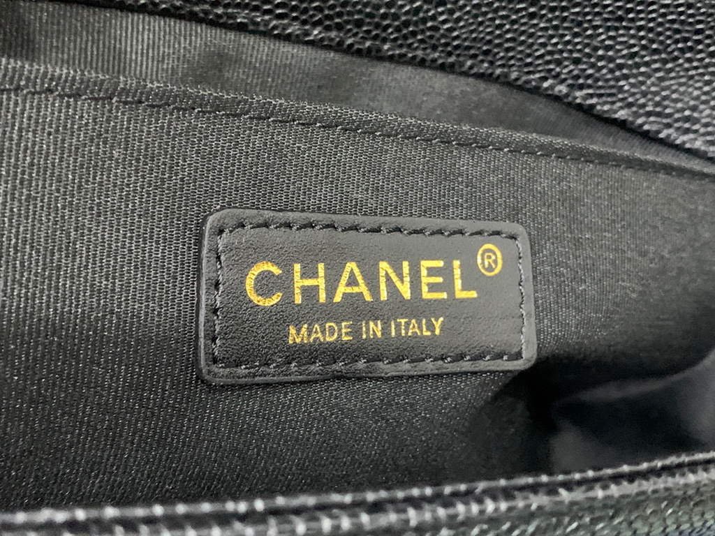 Chanel A67086 Boy Handbag Black Leather Bronze