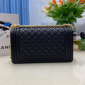 Chanel A67086 Boy Handbag Black Leather Light Gold - Default Title - View 2