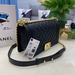 Chanel A67086 Boy Handbag Black Leather Light Gold - Default Title - View 3