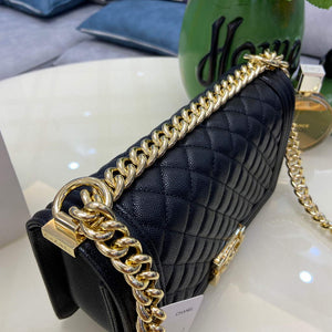 Chanel A67086 Boy Handbag Black Leather Light Gold - Default Title - View 4