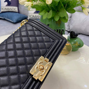 Chanel A67086 Boy Handbag Black Leather Light Gold - Default Title - View 5