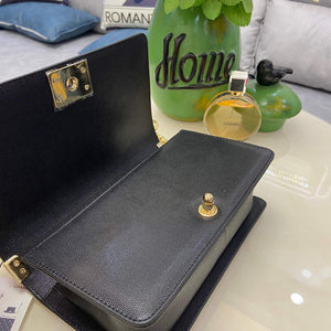 Chanel A67086 Boy Handbag Black Leather Light Gold - Default Title - View 7