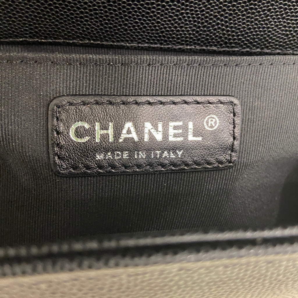 Chanel A67086 Boy Handbag Black Leather Dark Silver