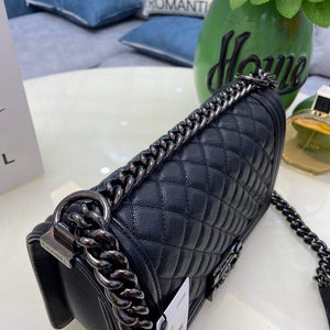 Chanel A67086 Boy Handbag Black Leather Light Black - Default Title - View 4