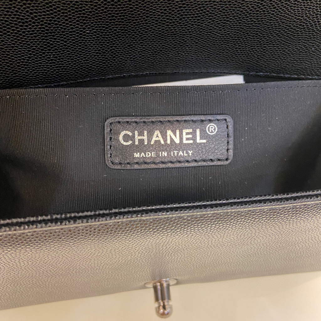 Chanel A67086 Boy Handbag Black Leather Light Black