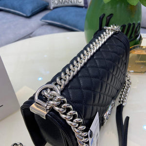 Chanel A67086 Boy Handbag Black Leather Silver - Default Title - View 4