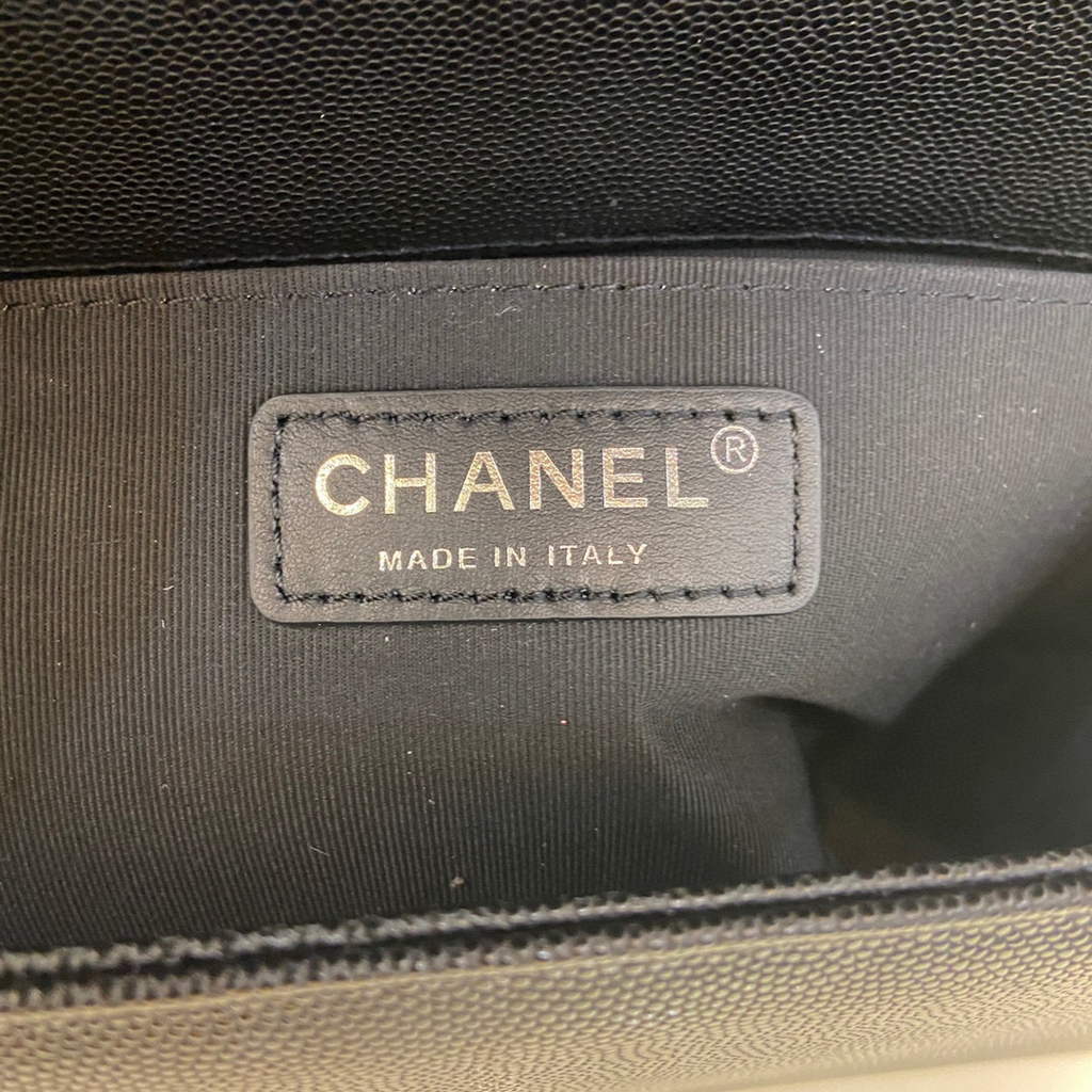 Chanel A67086 Boy Handbag Black Leather Silver