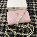 Chanel A68052 Wallet on Chain bag lambskin Imitation Pearls gold Pink - Default Title - View 1