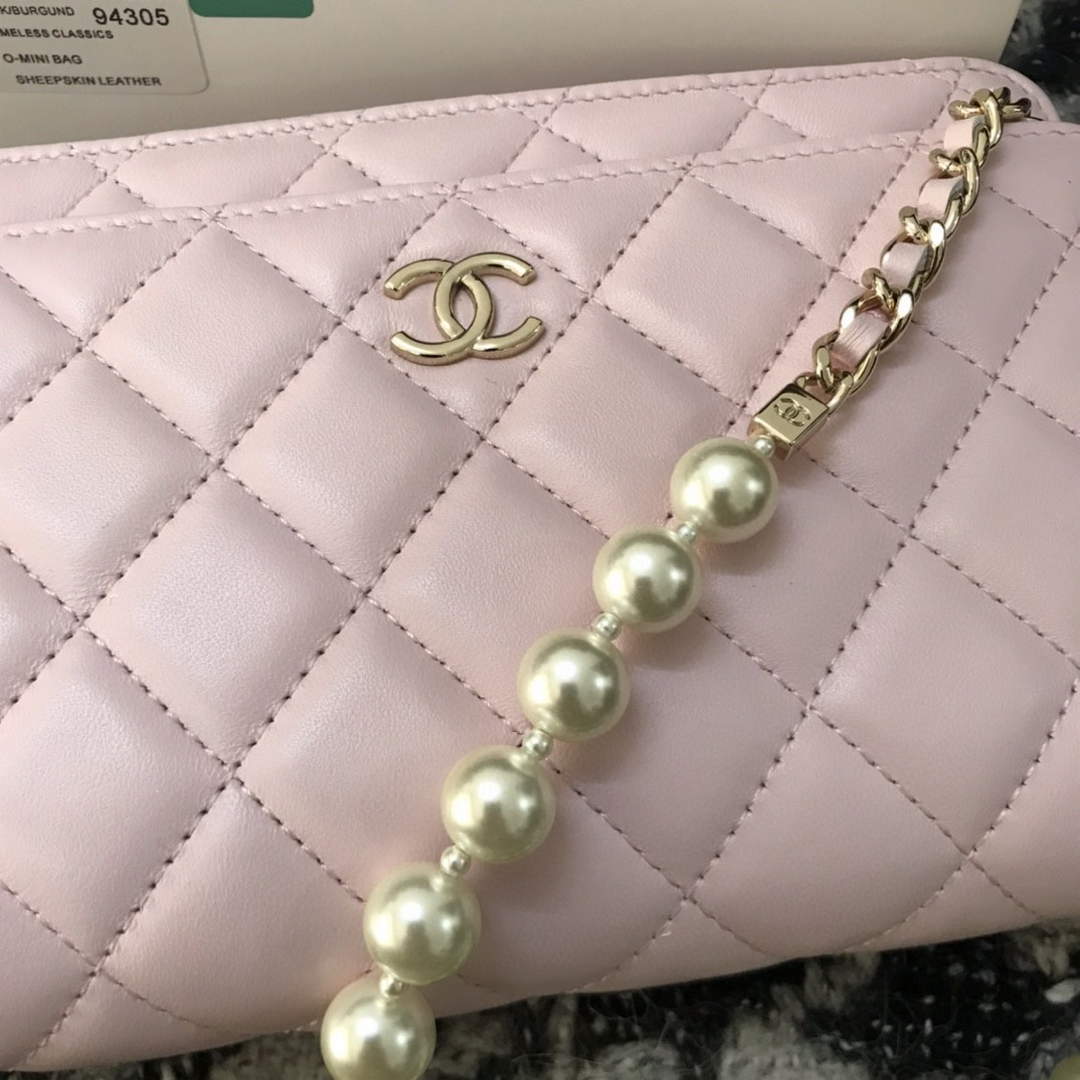 Chanel A68052 Wallet on Chain bag lambskin Imitation Pearls gold Pink - Default Title - View 2