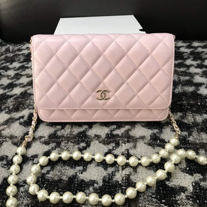 Chanel A68052 Wallet on Chain bag lambskin Imitation Pearls gold Pink - Default Title - View 4