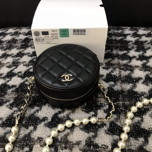 Chanel A68055 Chanel clutch with chain Round Bag Lambskin Black - Default Title - View 1