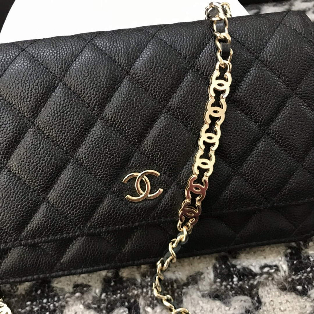 Chanel A68060 Wallet on Chain bag Grained Calfskin gold Black