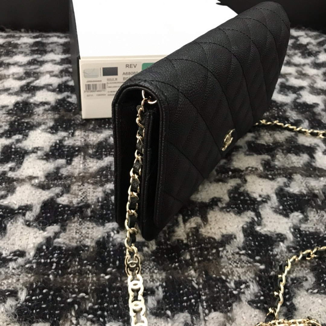 Chanel A68060 Wallet on Chain bag Grained Calfskin gold Black - Default Title - View 3
