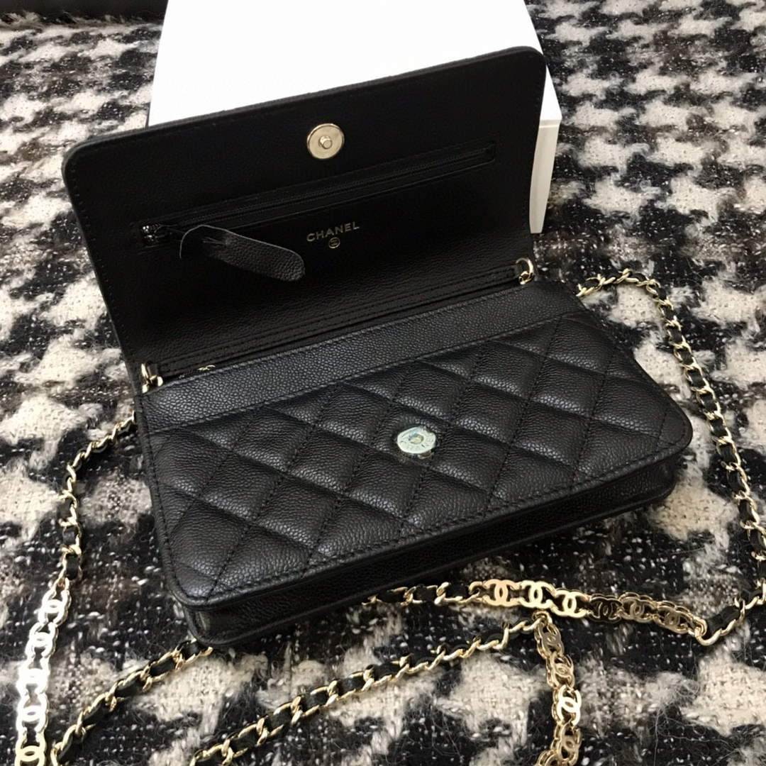Chanel A68060 Wallet on Chain bag Grained Calfskin gold Black - Default Title - View 6